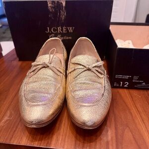 J.Crew Academy Loafers in Metallic Leather, size 12 Metallic Gold. Beautiful!